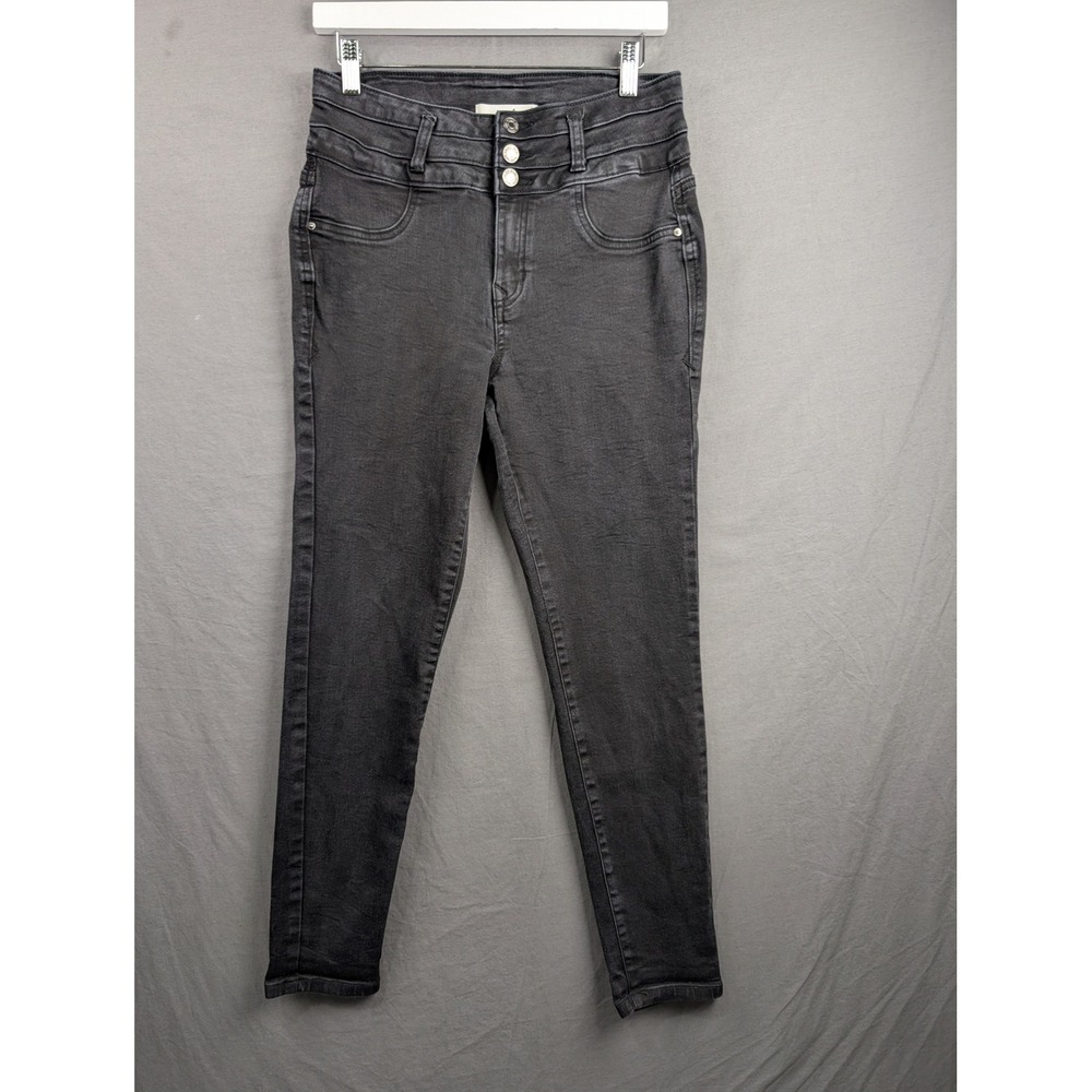 Angels Forever Young Womens Black High Rise Skinny Jeans Size 10 Triple‎ Button